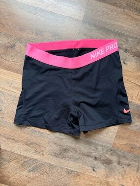 Nike Women's Black Bike Shorts with Pink Waistband